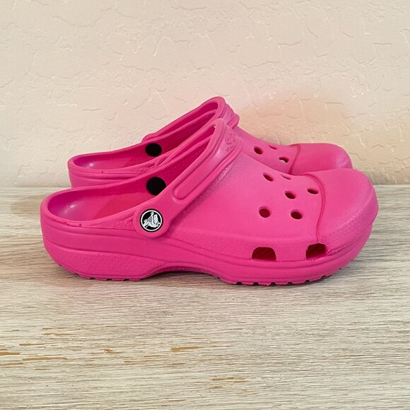 Women's Crocs Shoes Small 6 7 Bright Pink Mules - Picture 6 of 12